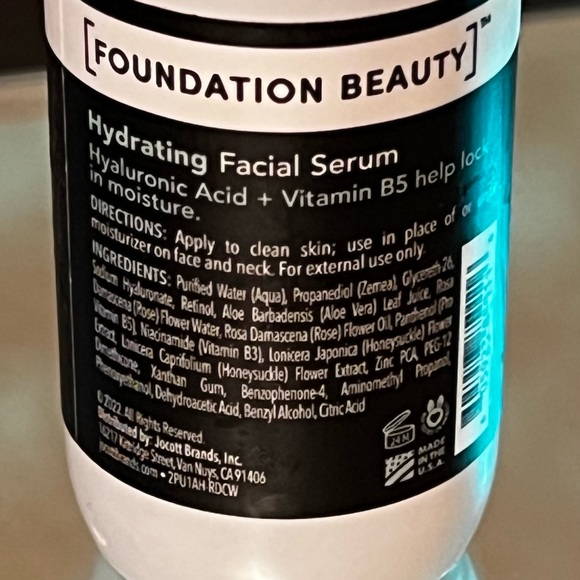 Foundation Beauty Hydrating Facial Serum Hyaluronic Acid & Vitamin B5 brand new - Picture 5 of 9